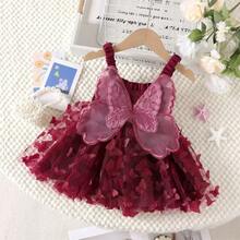 GIRL'S SHINY BUTTERFLY IN AN ENCHANTED GARDEN DRESS - 酒紅色 - 查看 1