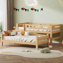 Bunk Bed For Children And Teenagers, Single Beds That Can Be Separated - Natural - View 3