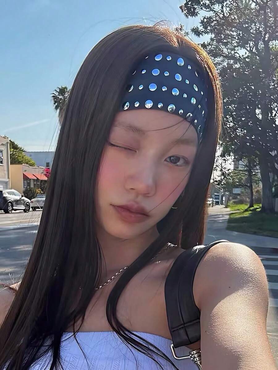 1pc Women's Black Wide Elastic Sports Yoga Headband, Fashionable Versatile Premium Elegant Minimalist Style Hair Scarf Headband Hair Accessory, Suitable For Daily Outings, Casual, Party, Commute, Vacation, Hair Tying, Hair Styling, Makeup, Outfit Matching, Hair Ornament - Black - View 1