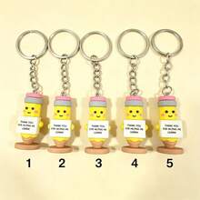 1/5pcs 3D PVC Pencil Doll Keychain, "Thank You For Helping Me Learn" Cartoon Key Ring, Teacher Appreciation Backpack Car Pendant Gift Car‑Key Backpa - Multicolor - View 3