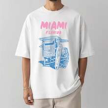 Miami Shirt Beach Club Florida Graphic Tee Resort Wear Clothing Travel Tee Shirt Spring Break Gift For Beach Lovers Tropical Atmosphere - White - View 1