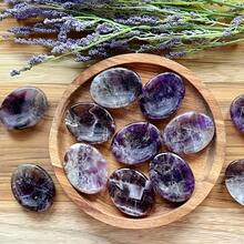2pcs/1set Brazilian Amethyst & Mexican Obsidian Perfect Combination, Palm Stone, Massage Stone, Hot Compress Stone, Pocket Stone, Thumb Stone, Creative Gift Choice - Amethyst & Obsidian - View 5