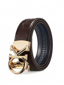 47-Inch Extended Men's PU Faux Leather Automatic Buckle Belt With Crocodile Texture, Suitable For Both Business And Casual Wear, And Can Be Paired With Formal Dress Pants. - Multicolor - View 9