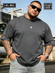 2pcs Plus Size Men's T-Shirts 1XL-6XL 100KG-200KG, Casual Crew Neck Short Sleeve T-Shirts, Suitable For Summer Outdoor And Sports Wear - Multicolor - View 2