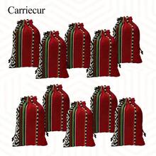 CARRIECUR أكياس هدايا بسحاب من قماش السيرابي المكسيكي المخطط، أكياس هدايا من قماش منسوج بنمط هندسي بوهيمي، أكياس بسحاب بنمط أحمر وأخضر وأسود لهدايا الحفلات وحلوى الزفاف والمجوهرات الصغيرة وتغليف هدايا العطلات - مشاهدة 5