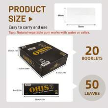 New OHIS Portable 114 Size White Rolling Papers | 20 Booklets Total 1000 Sheets, 50 Sheets Per Booklet, Classic Ultra-Thin Natural Wood Pulp Material, Even And Smooth Burn, Portable Travel Design, Preferred For Hand-Rolling Enthusiasts, Suitable For Daily Leisure, Birthday Parties, Gatherings, Also Can Be Used As Creative Gifts For Weddings, Mother's Day, Father's Day, Valentine's Day - Black - View 2