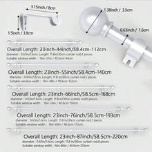 0.63英寸铁艺拼接窗帘杆/罗马杆，经典百搭小球装饰支架套装，长度23-87英寸。安装简便，经久耐用，适用于：窗帘杆/浴帘杆/遮阳杆/薄纱窗帘杆，可壁挂或悬挂，适用于卧室、厨房、客厅、餐厅、办公室、宿舍或出租房。轻盈银色窗帘杆，现代简约设计，简约优雅！ - 銀色 - 查看 4