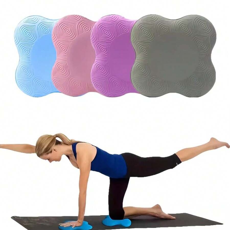 2pcs Thick Yoga Knee Pads, Yoga Pilates Exercise Mat, For Knee/Elbow/Wrist Support, Strength Training, Plank - A - View 1