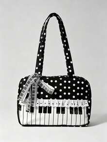 Simple Stylish Polka Dot Piano Bag, Niche Design Lace Popular Handbag, Exquisite Multifunctional Shoulder Bag, Suitable For Date Shopping Collocation - Multicolor - View 6
