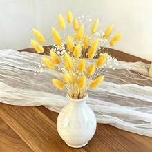 55pcs Red And Orange Artificial Rabbit Tails And Star Flowers - A Bold Autumnal Faux Decor Set. Perfect For Autumn Crafts, Halloween Party Decorations, Thanksgiving Table Centerpieces, Farmhouse Vase Fillers, Everyday Home Decor And Seasonal Holiday Displays. - Multicolor - View 9