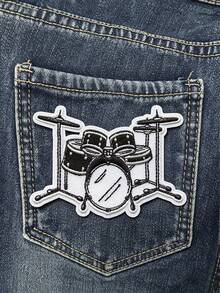 1pc Drum Kit Rock Patch Genre Music Musician Embroidered Iron On - Multicolor - View 6