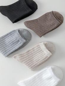 5 Pairs Women's Solid Color Boat Socks, Fashionable Versatile Casual Comfortable Soft Sweat-Absorbing Breathable Women's Socks, Couple Socks Suitable For Daily Wear - Multicolor - View 6