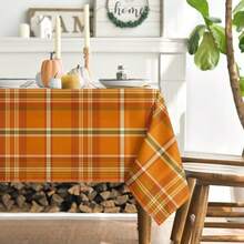 Mantel de otoño 152*213 pulgadas rectangular, mantel de cuadros búfalo naranja lavable de temporada, adecuado para fiesta, picnic, decoración de cena - Amarillo - Ver 2