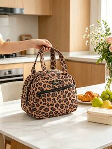 1pc Floral Pattern Insulated Lunch Bag, Soft Touch, Aluminum Foil Lining, Heat-Proof & Waterproof, Large Capacity Portable Handbag - Multicolor - View 9