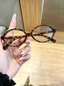 1 Pair Oval Vintage Versatile Transparent Glasses, Fashion Plano Lens - Clear - View 3