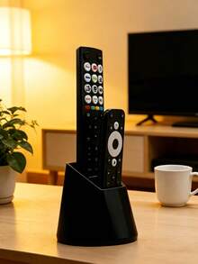 1/2pcs 2-Slot Remote Control Holder, Suitable For TV/DVD/Blu-Ray Player/Audio System/Game Console, Living Room/Bedroom Media Storage, Decorative Remote Control Organizer With Storage Space - Multicolor - View 3