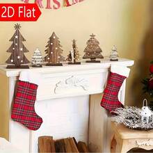 6pcs Wooden Tree & Sign Rustic Farmhouse Christmas Decor Set - 6pcs Wooden Tree & Sign Set, Vintage Tabletop Centerpiece, Home Office Western Style Christmas Decoration, Figurine Hanging Ornament, Christmas Tree, 12pcs Set 6pcs Tree Signs And 6pcs Bases - View 6