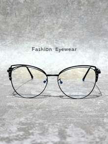 1 pieza Gafas de ojo de gato con strass exquisitas para mujeres, estilo de lujo, efecto adelgazante de rostro, accesorio de estilo callejero - transparente - Ver 6