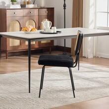 Modern Dining Chair, Set Of 2, Chenille Upholstery, Armless, Solid Wood Frame On The Backrest, Rattan Look, Adjustable Metal Legs - Black - View 11