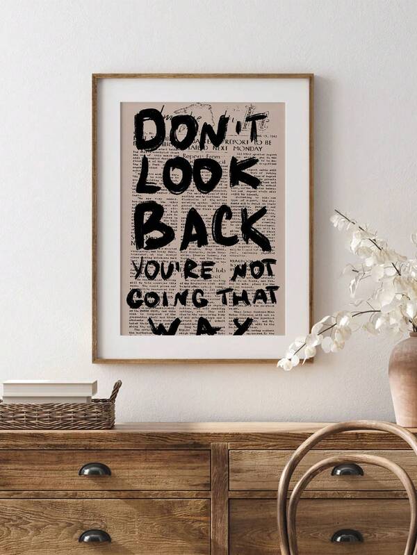 1 buah Hiasan Dinding Inspiratif Tanpa Bingkai "Jangan Menengok ke Belakang", Poster Kutipan Koran Vintage, Karya Seni Kanvas Motivasi, Dekorasi Rumah Minimalis Rustic, Cocok untuk Kantor, Kamar Tidur, Ruang Tamu, Asrama, Hadiah Kreatif, Dekorasi Dinding Estetika Modern