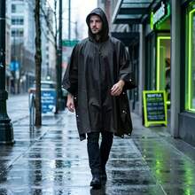 Long Hooded Raincoat Rain Cape, Unisex, Cycling, Camping, Hiking, Multi-Functional Rain Gear - A - View 3