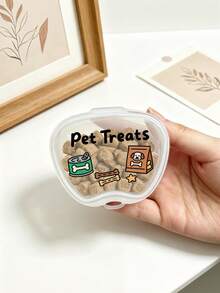 Cute Pet Print Mini Pet Treat Storage Box, Mini Small Capacity Transparent Visible Storage Box, Pet Theme Print Airtight Storage Box, Dog Treat Box, Airtight Container, Suitable For Portable Storage/Outdoor Feeding/Pet Party Scenes/Dog Walking/Outing Rewards/Car Pet Meals, Pet Owner Small Gift, Pet Owner Practical Small Storage Box - Multicolor - View 3
