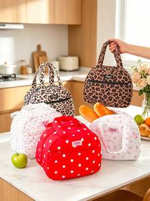 1pc Floral Pattern Insulated Lunch Bag, Soft Touch, Aluminum Foil Lining, Heat-Proof & Waterproof, Large Capacity Portable Handbag - Multicolor - View 1