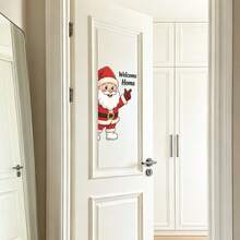 1pc Probe Welcomes Santa Claus Sticker For Room Decor,Festival Bathroom And Toilet Door Decorations,Vinyl Wall Decals,Removable Stickers - Probe Welcome Santa Claus - View 4