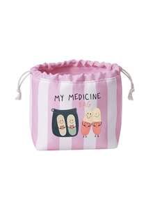 Striped Drawstring Small Medicine Bag, Cute Pill Pattern, Portable Medicine Storage Bag, Travel Medicine Bag, Large Capacity Travel Storage Bag, Cosmetic Bag, Multi-Functional Storage Bag, Medicine Storage, Home Essential Storage, Suitable For Travel, Outings, Camping And Daily Use, Ideal Travel Choice, Unique Birthday Gift, Holiday Gift, Party Gift, Back To School Gift - Multicolor - View 13