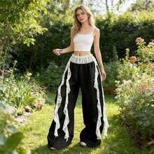 Chân váy nữ phong cách Mỹ retro chic thiết kế street dance, xếp lớp ren ruy băng ở eo, bèo nhún bất đối xứng độc đáo - Nhiều màu - Xem 3