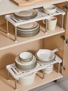 1-Pack Retractable Kitchen Storage Rack, Detachable And Expandable Storage Shelf, Multi-Functional Under-Sink Organizer, Cabinet Divider, Wardrobe Storage Rack, Bathroom Shelf, Adjustable Compact Space-Saving Shelf, Suitable For Kitchen, Living Room, - Multicolor - View 8