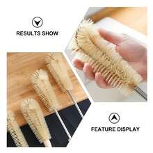 1pc Wooden Handle Nylon Bristle Long Handle Cup Brush, Suitable For Kitchen And Dining Area Cup Cleaning, Stainless Steel And Nylon Material, Suitable For Various Types Of Bottles, Teapots And Containers - Apricot - View 3