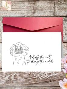1pc Graduation Card For Her "And Off She Went To Change The World" Inspirational Graduation Gift For Daughter, Perfect For High & College Graduates, Blank Inner Page For Writing - One Size Fits All - View 5