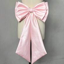 1件可拆卸緞面大蝴蝶結腰帶，55cm*30cm，白色/黑色/粉色/酒紅/皇家藍/香檳色/紅色/藍寶石藍/萊姆綠/紫色/綠色/黃色/洋紅色/橘色/冰藍/銀灰色，新娘婚紗裙擺配件，優雅浪漫平價派對道具，適用於節日、生日、聖誕節 - 彩色 - 查看 14