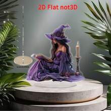All-Season Charming Witch Statue, 2D Flat Printed Decor - Home & Office Desk Ornament, Bedroom Decoration, Multi-Purpose Christmas Gift, No Text, Halloween Exclusive - View 4