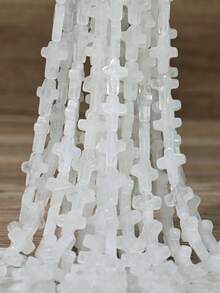 Yumfeel 8顆天然白色水晶十字珠 12*16mm 石珠 DIY 項鍊與手鍊珠寶手工材料 - 白色 - 查看 6