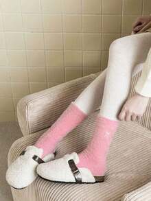 15/10/5/3/1 Pair Bow Pattern Plush Over-The-Knee Socks For Women, Warm And Soft, Suitable For Autumn/Winter, Also An Ideal Gift. Women's Autumn Socks - Multicolor - View 7