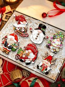 36pcs/24pcs/12pcs Creative Wooden Santa Claus Decorative Hanging Ornaments, Christmas Tree Decoration Wooden Sign Set, Perfect For Christmas Decoration - A - View 4
