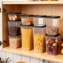 6/24pcs Plastic Food Storage Containers With Lids, Stackable Kitchen Pantry Organizer For Dry Goods, Snacks, Pasta And Meal Prep - Clear - View 5