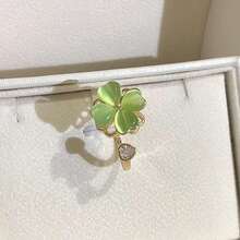 1枚奢华时尚金银镶嵌锆石蝴蝶旋转戒指，可调节开口设计，女士款，缓解焦虑，婚礼首饰，舒缓压力，日常佩戴 - 多色 - 查看 58
