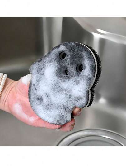 3pcs Cute Ghost-Shaped Three-Layer Magic Sponges-The Ultimate Solution For Heavy Grease In The Kitchen. Ghost-Shaped Kitchen And Bathroom Cleaning Wonders. Halloween Home And Kitchen Decor. Ideal For Malls And Restaurants (Storage Rack Not Included)