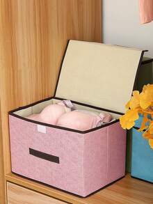 2pcs/1pc Foldable Storage Box, Portable Organizer For Clothes, Underwear, Socks And Other Items, Dust-Proof And Moisture-Proof Closet Storage Device, Wardrobe Organizer, Vanity Organizer, Dormitory Clothes, Toys, Books, Snacks And Miscellaneous Storage Tool, Linen Foldable Storage Container, Multi-Functional Home Storage Box, Clothes Organizer - Multicolor - View 3