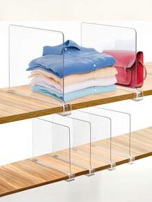 8/6/4/2/1pcs Closet Dividers, Transparent Wardrobe Storage Separators, No-Drill Clip-On Closet Organizer, Prevent Clothes Storage Bags From Sliding And Clutter, Save Closet Space, Suitable For Bedroom Wardrobe, Storage Room, Rental Apartment And Home Closet Organization, One For Storing Separating Closet Storage Organizer Rack, Used For Storing Handbag Storage Organizer - Multicolor - View 3