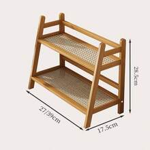 Bamboo Double-Layer Storage Rack, Tea Cup And Coffee Cup Holder, Spice Rack, Flower Stand And Bookshelf, Suitable For Kitchen, Office And Other Places, Quick Drainage And Ventilation, Moisture-Proof And Mold-Resistant - Multicolor - View 4