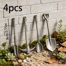 4pcs Mini Shovel Tools, Miniature Model, Realistic Farm Tools, Flower Pot Decor, Suitable For Fairy Garden Decoration, DIY Model Accessories, Autumn Collectible Decor, Outdoor Autumn Decoration, Halloween Home Decor - A - View 4