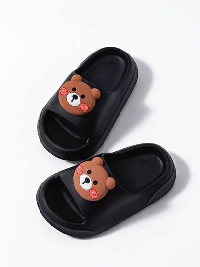 HAHABOBO 1 Pair Kids Unisex Cartoon Blush Bear EVA Thick Sole Slippers, Lightweight Slip-On Open Toe Sandals, Suitable For All Seasons Beach Daily Vacation Gift Shoes