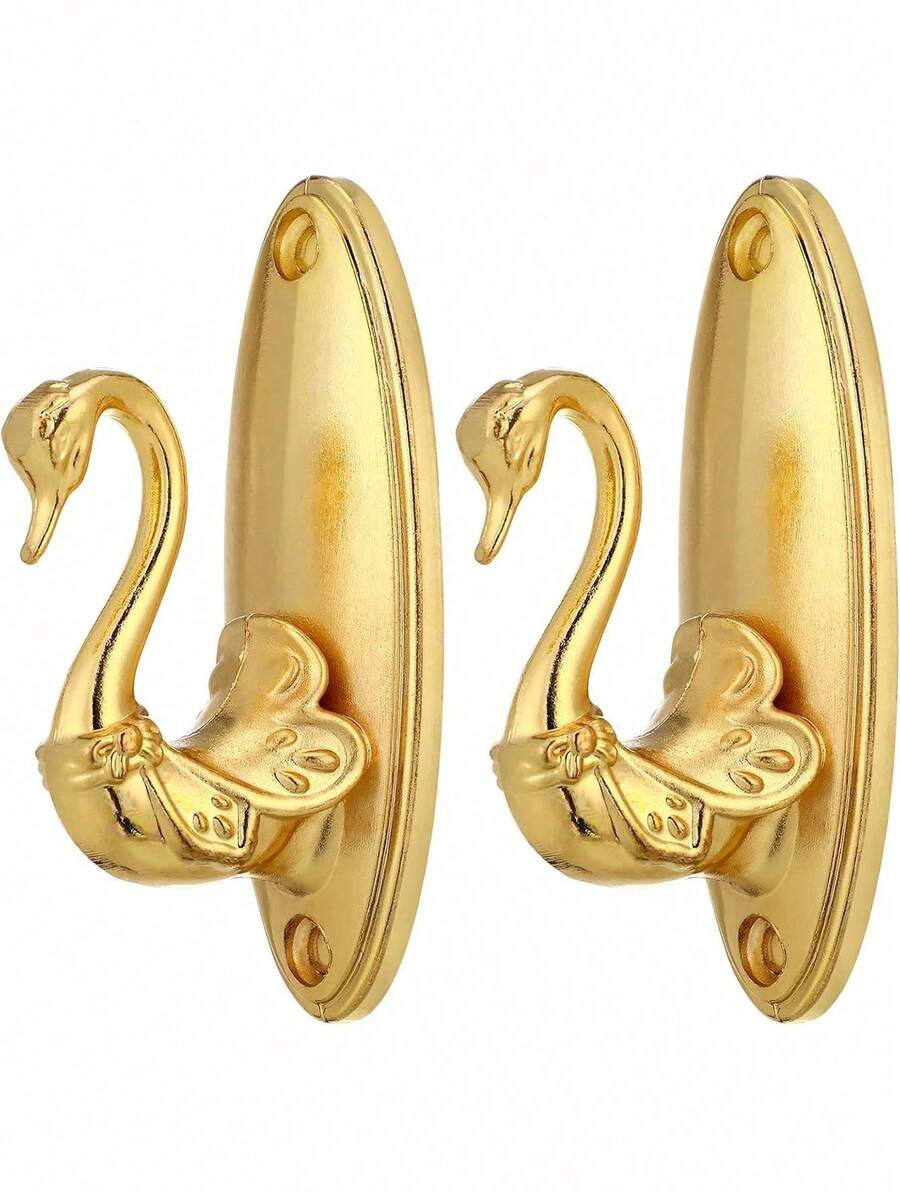 2pcs Swan-Shaped Vintage Metal Wall Hooks,Hooks, Curtain Hooks, Traditional Style, Easy-To-Install Fasteners,Animal Shape Hook, Curtain Decoration Accessories, Decorative Wall Hanging Hooks, Wall Decorations, Wall Mounted Coat Hooks, Hooks,