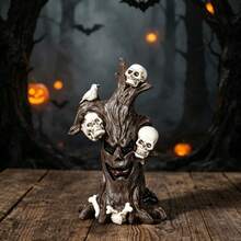 1pc Vintage Distressed Horror Ghost Tree Skull Ornament With Crow Bone Spider Decor, Dark Forest Style Halloween Outdoor Garden Decoration - Dryad - View 7