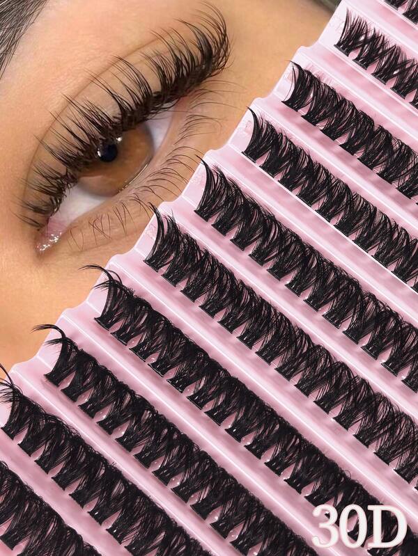 High-Rated 200 Clusters 30D Cat Eye False Eyelashes, 10-16mm Mixed Length, D Curl. DIY Natural Fluffy Dense Effect, High Cost-Performance Eyelashes. Beginner Friendly, Reusable. Suitable For Daily, Party, Stage Performance Or Holiday Makeup-Valentine's Day/Christmas Gift