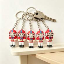 1/5pcs 3D PVC Football Player Keychain, Cute Rugby Athlete Doll Key Ring, Car Key Backpack Bag Pendant Decor Gift For Sports Fans - Multicolor - View 7